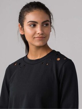 lululemon athletica Black Crewneck Sweatshirt with Eyelet Cutouts